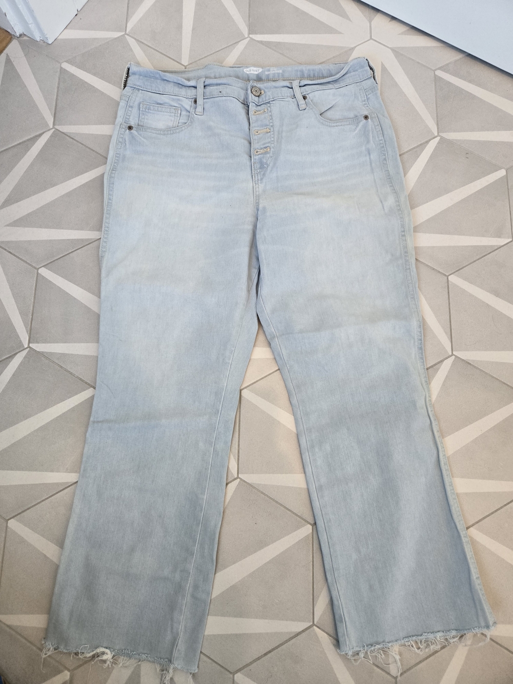 Old Navy Light Blue Wide-Leg Button-Fly Jeans